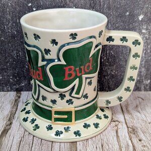 Vintage Budweiser Tip O The Hat Stein Mug 1995 St Patricks Day Shamrock Irish